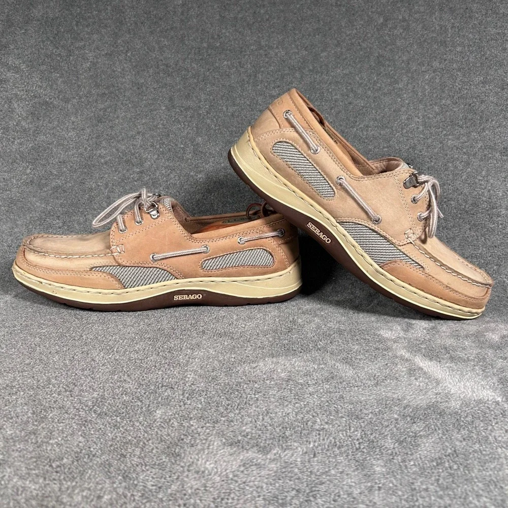 Sebago Boat Shoes Clovehitch II Mens Taupe Leather  B24302 Size 10.5 M